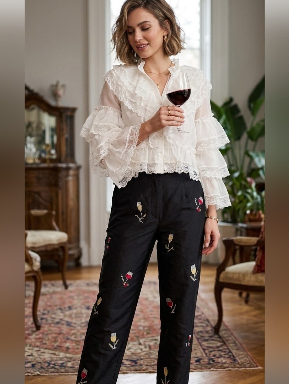 Women's 100% Natural Silk Black Capris